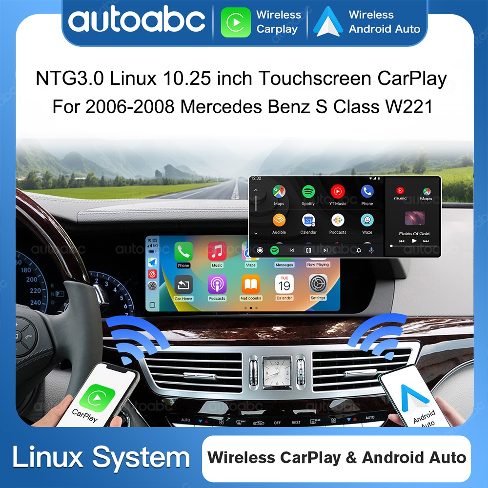 for NTG3.0 06-08 Mercedes Benz S Class W221 W216 Wireless Carplay Touchscreen