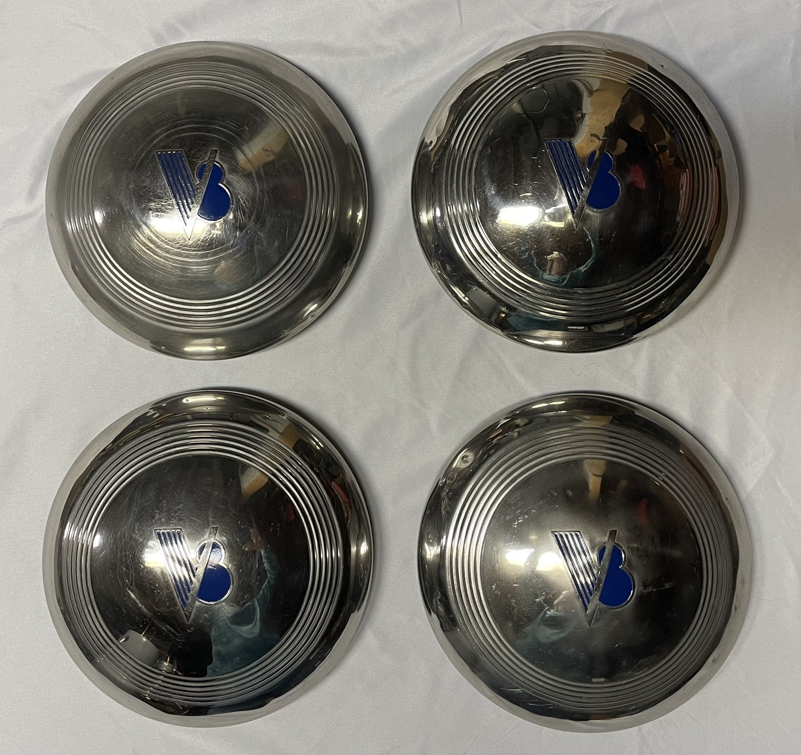 Vintage 1940 Ford Standard Car & 1940-41 Ford Pickup Dog Dish Hubcaps Vintage 1940 Ford Standard Car & 1940-41 Ford Pickup Dog Dish Hubcaps