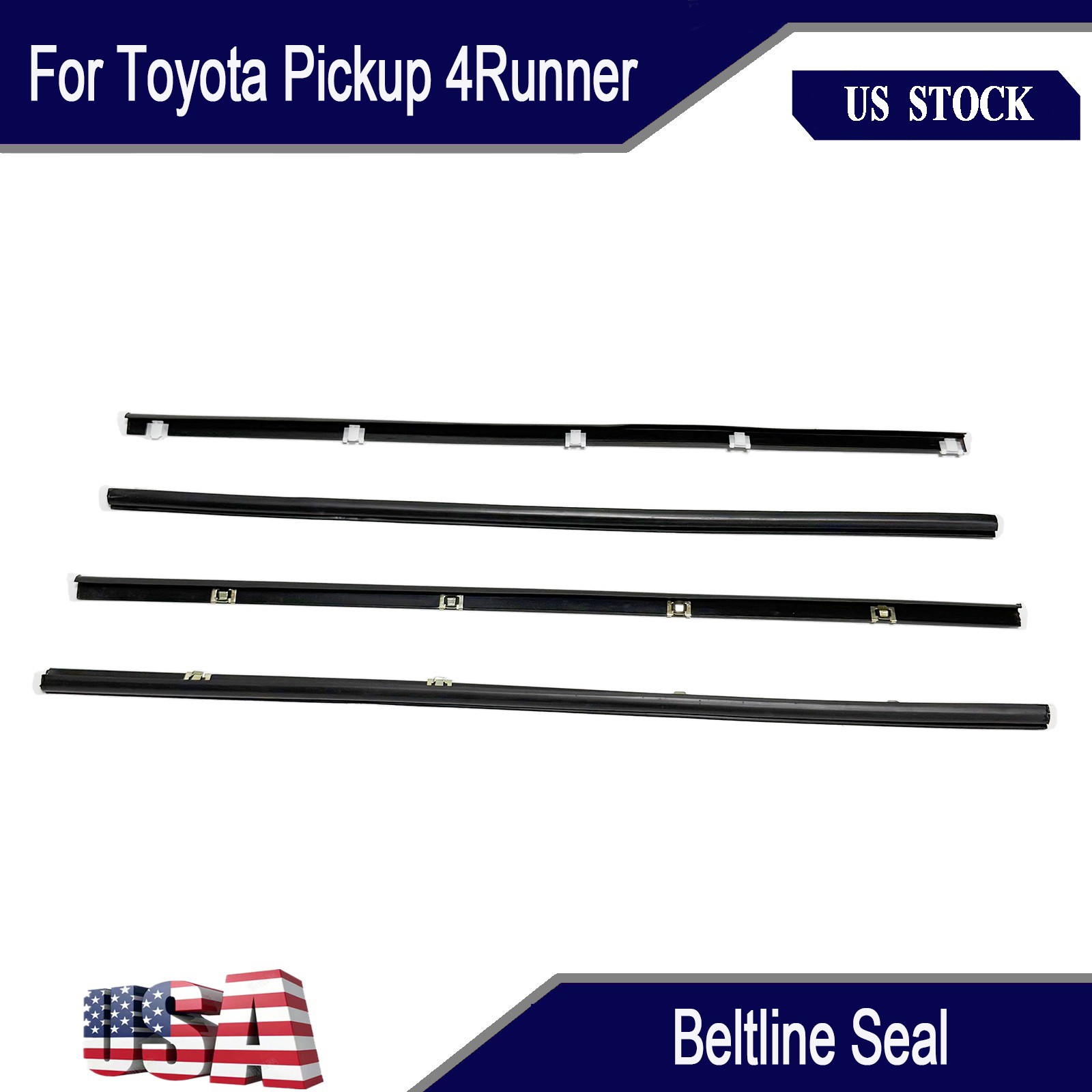 For 1984-89 Toyota Pickup 4Runner New Front Inner & Outer Belt Weatherstrip Kit