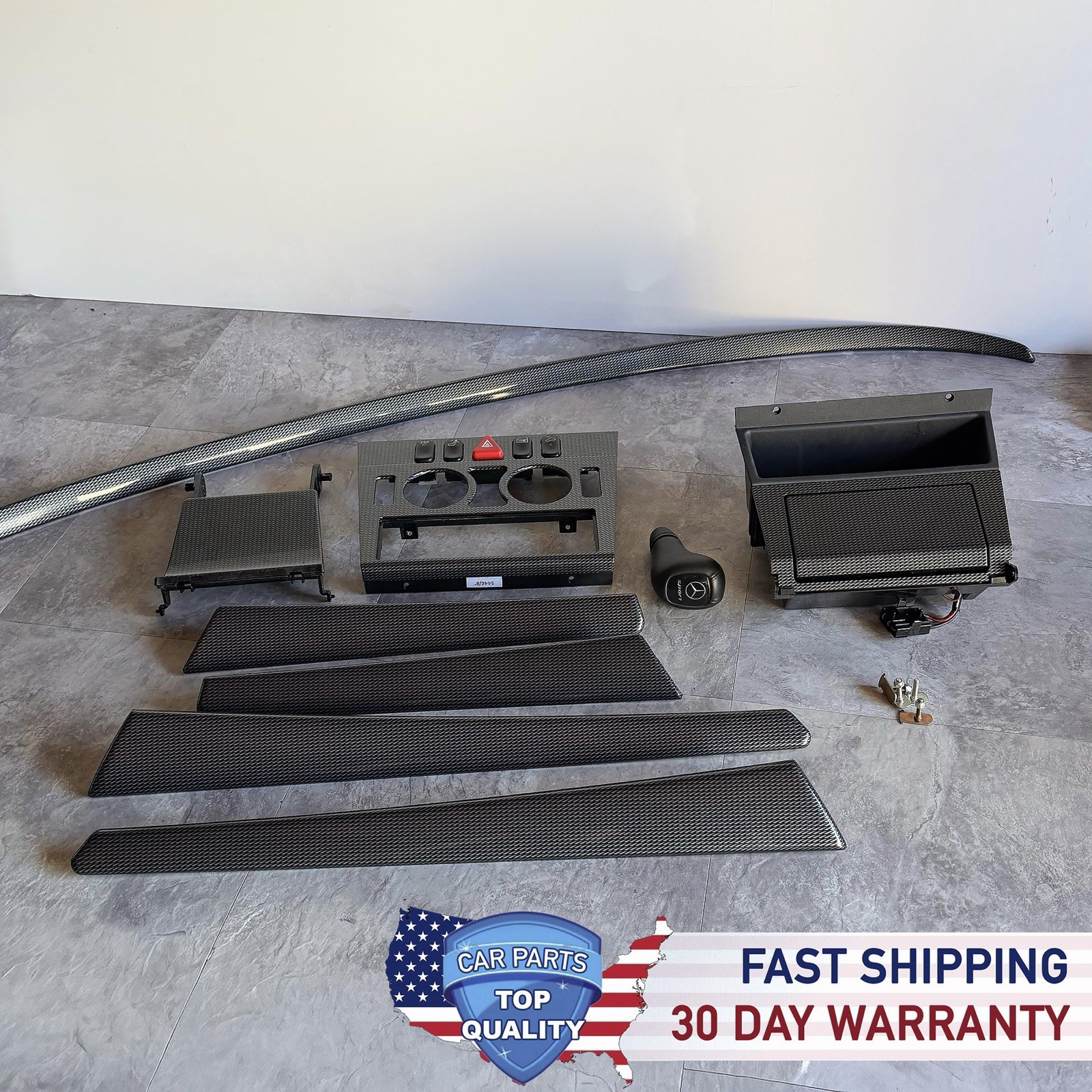 1998-2000 Mercedes W202 C280 Faux Carbon Fiber Interior Trim Molding Set OEM