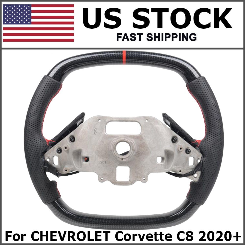 3K D-Shape Flat Bottom Carbon Fiber Heated Steering Wheel For Corvette C8 2020+ 3K D-Shape Flat Bottom Carbon Fiber Heated Steering Wheel For Corvette C8 2020+