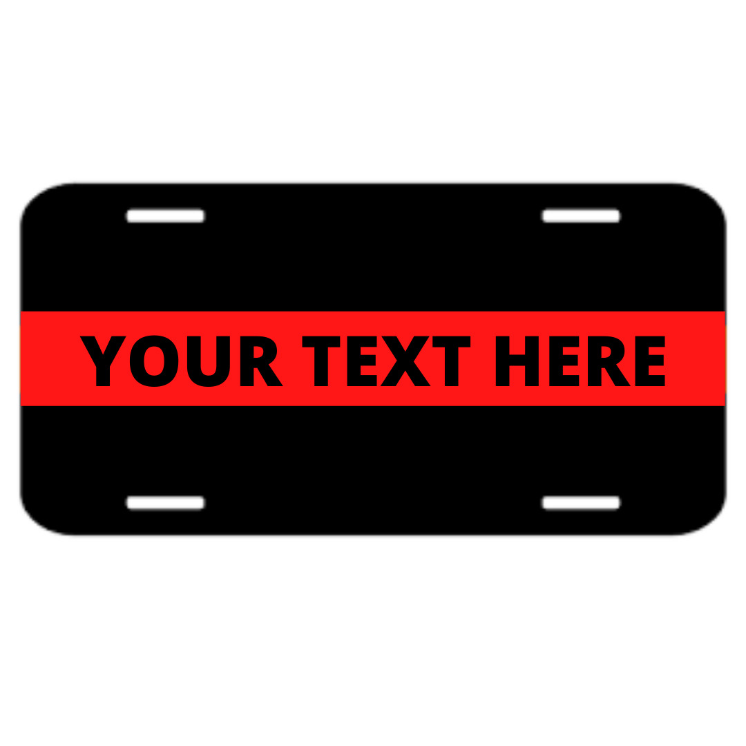 Custom Reflective Firefighter Thin Red Line License Plate 