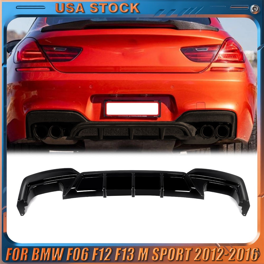 For 12-18 BMW F06 F12 F13 M6 640i 650i M Sport Gloss Black Rear Bumper Diffuser