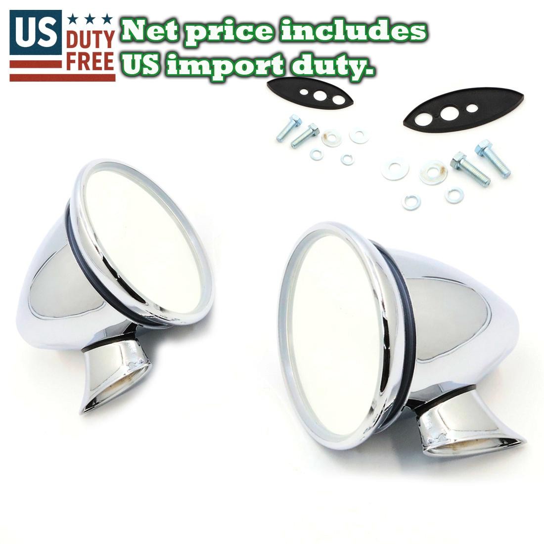 NEW PAIR CHROME DOOR MIRROR 2 PIECES LEFT RIGHT For LANCIA AURELIA 1950-1958