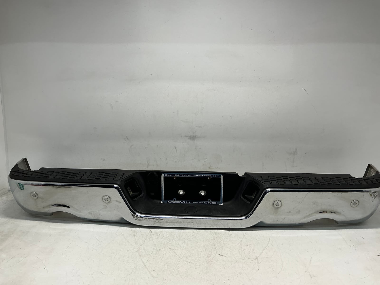 09-24 Dodge Ram 1500 Rear Step Bumper Chrome W/ Dual Exhaust & Park Assist OEM C 09-24 Dodge Ram 1500 Rear Step Bumper Chrome W/ Dual Exhaust & Park Assist OEM C
