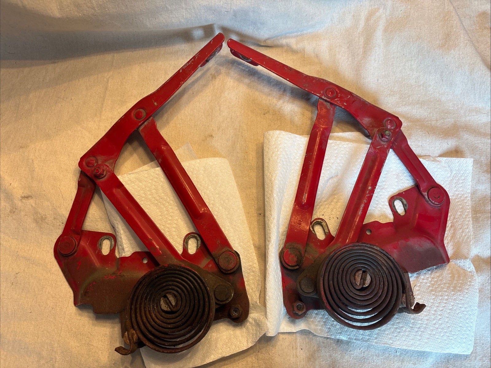 1994-2001 Dodge Ram 1500 2500 Hood Springs Hinges Pair Set OEM Red