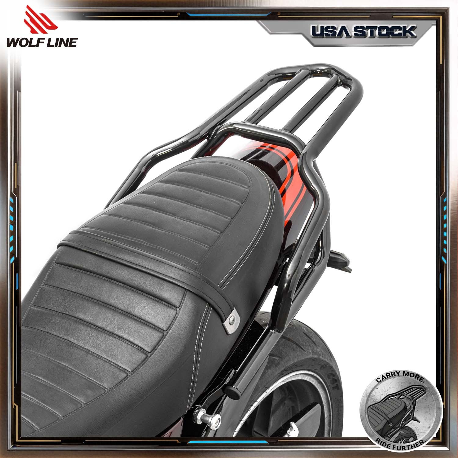 WOLFLINE Rear Rack For Kawasaki Z900RS 2018-2026 Luggage Rack Tail Carrier Mount