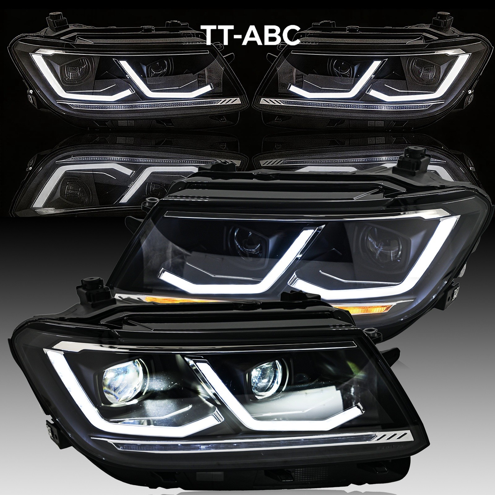 Pair For 2018-2021 VW Tiguan FULL LED Sequential Headlights Assembly Fit halogen