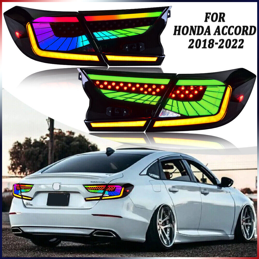 Fits 2018-2022 Honda Accord Sedan RGB LED Tail Lights Assembly w/ Animation