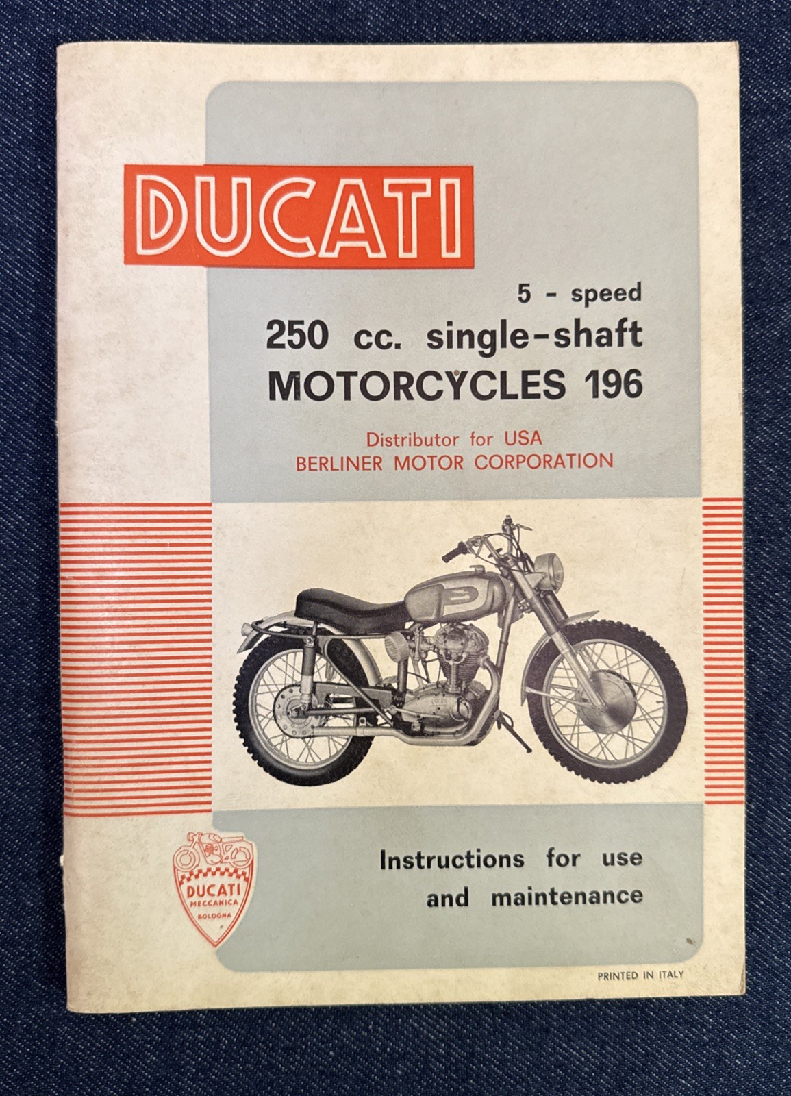 1968 Ducati 250 350 Scrambler Single Shaft Manual Operator Supplement 5 Speed