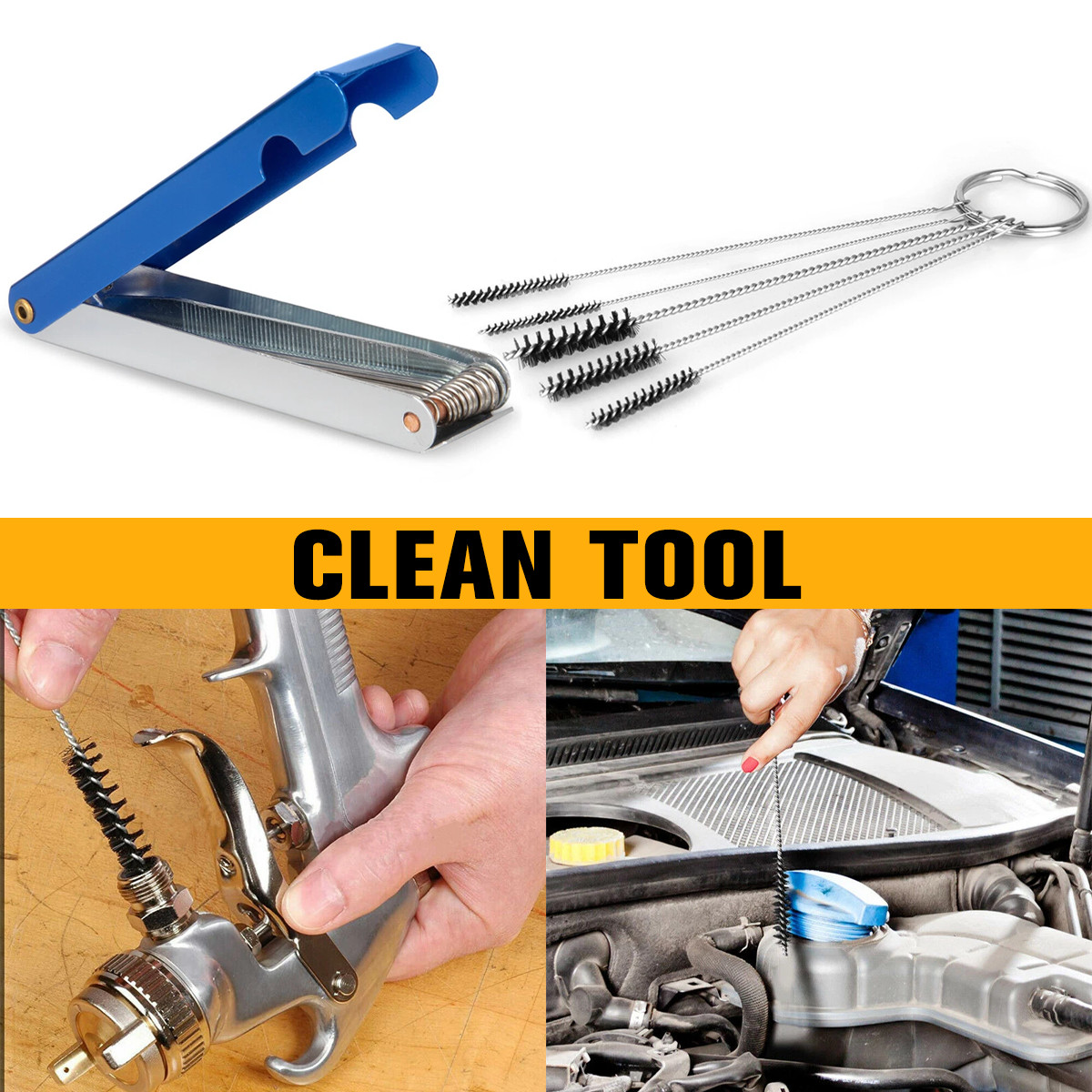 18pcs Carburetor Carbon Dirt Jet Remove Cleaning Needles Brushes Tool Kits A+
