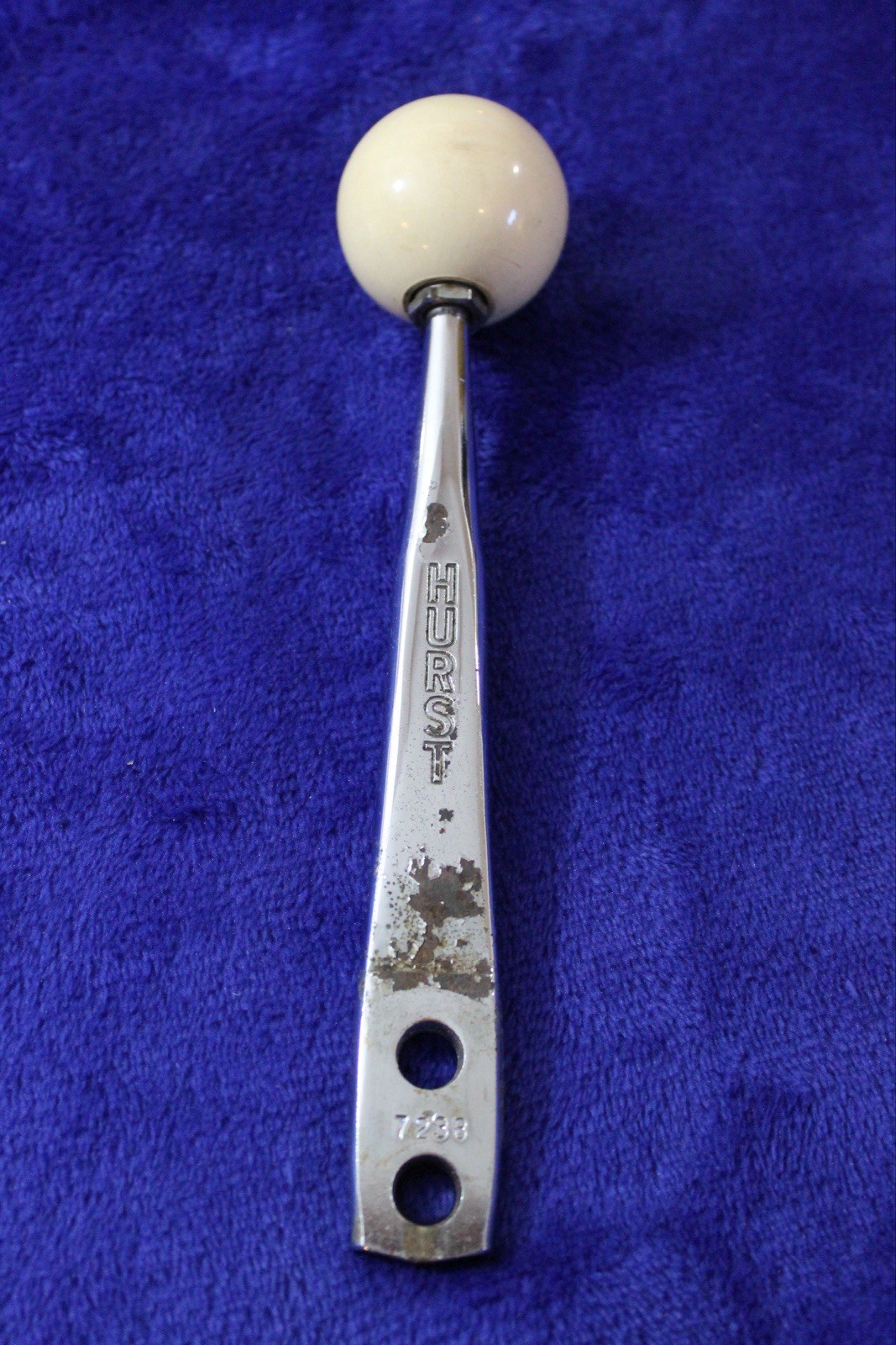 White 4 Speed Hurst Shaft Gear Shift Knob Hot Rod Handle Chevy Ford Mopar GM