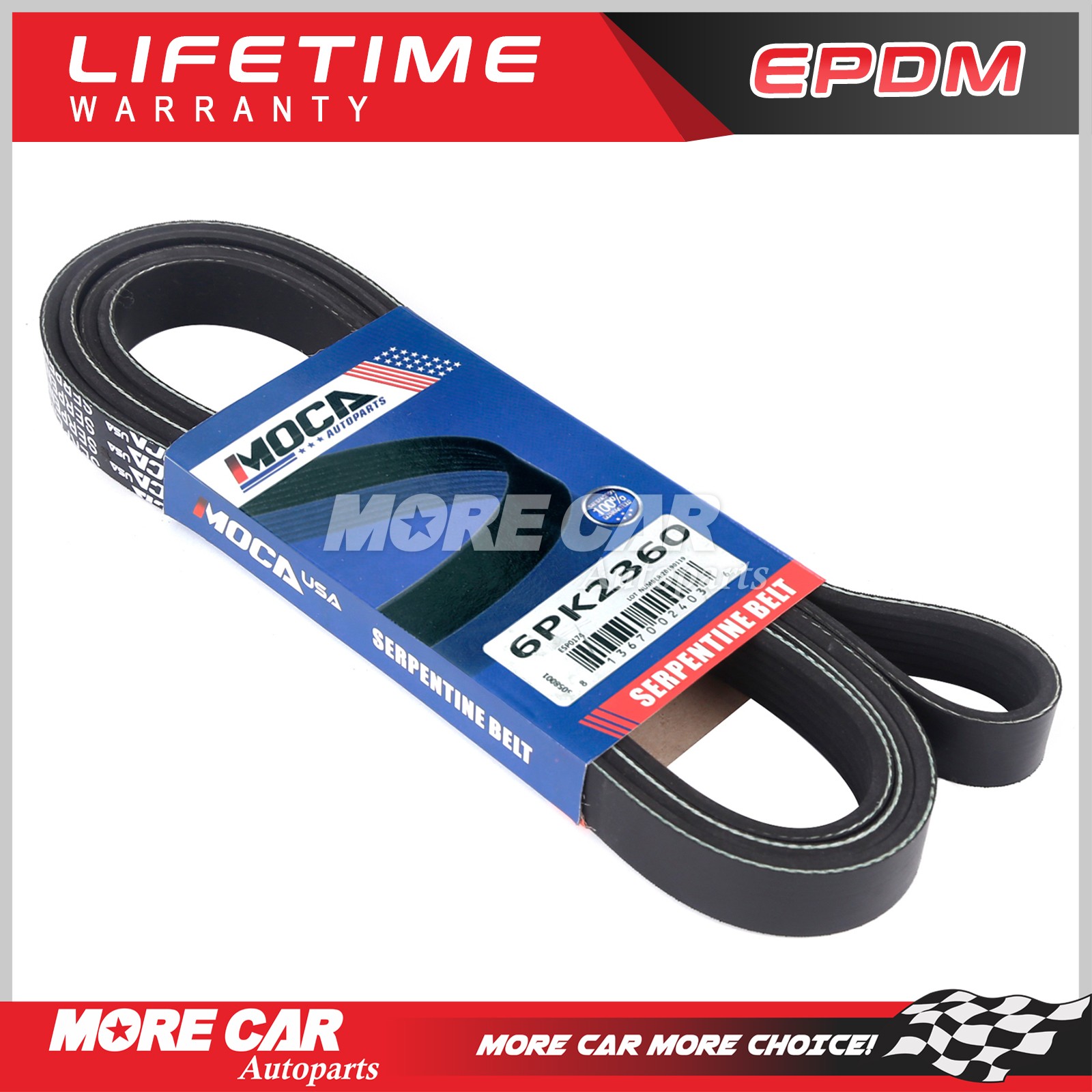 EPDM Serpentine Belt for Chevrolet GMC Mercedes-Benz Oldsmobile Lincoln 6PK2360
