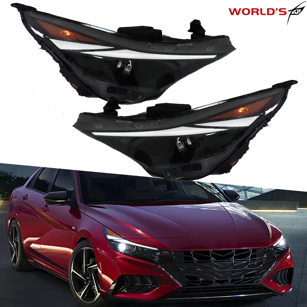 Headlights For Hyundai Elantra 2021-2022 Halogen W/LED DRL Headlamps Left+Right