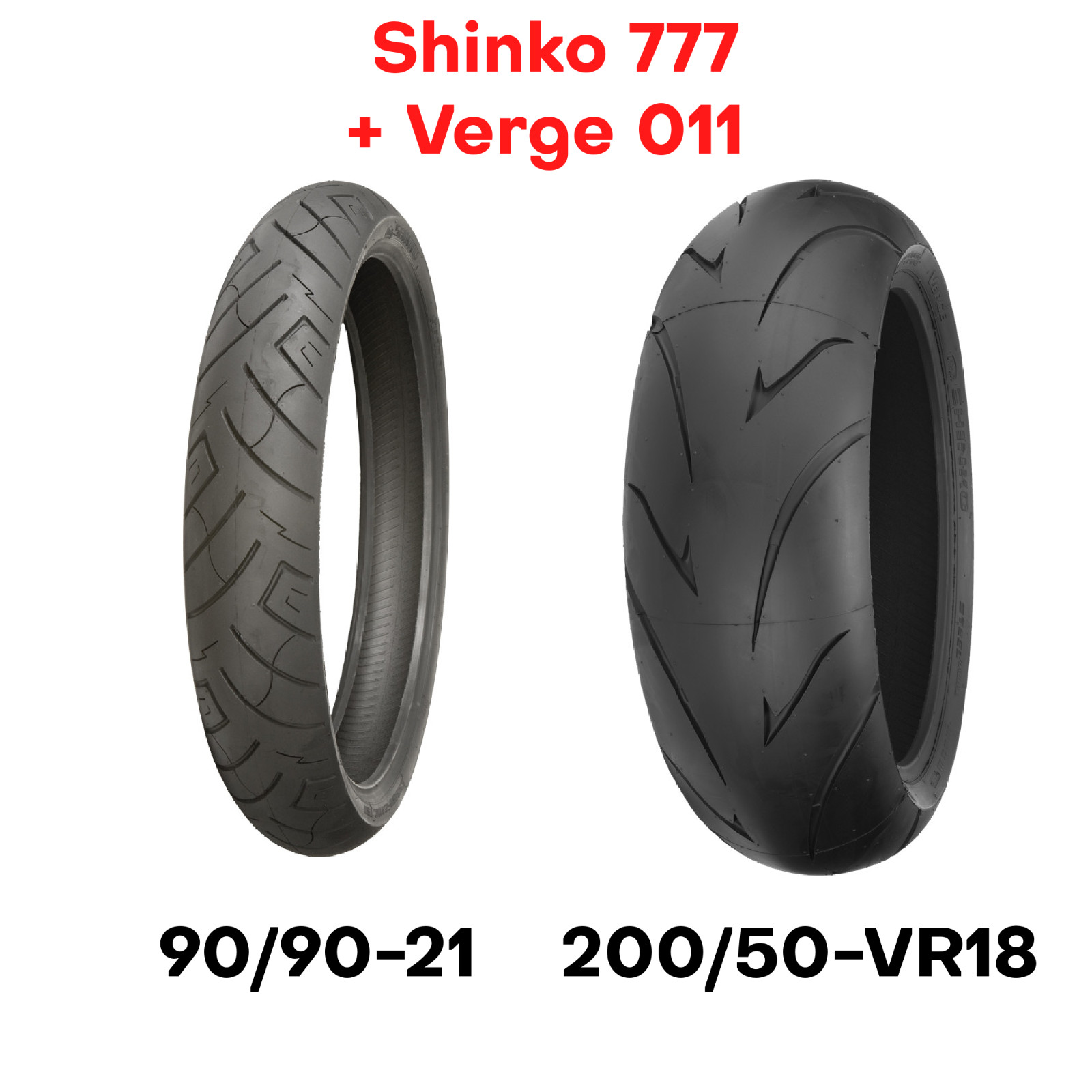 New Shinko 777 011 Verge Tire Set Front Rear 90/90-21 21\
