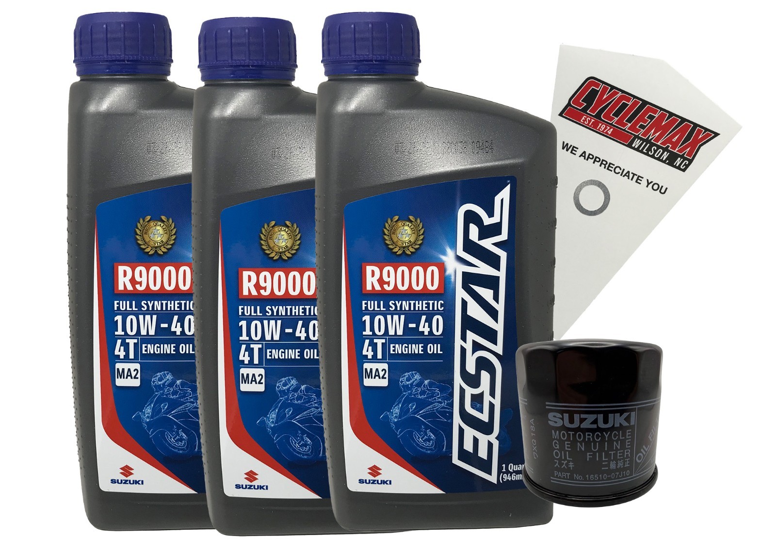 OEM 2002-2021 Suzuki GSX-R750 10w40 Full Synthetic Oil Change Kit
