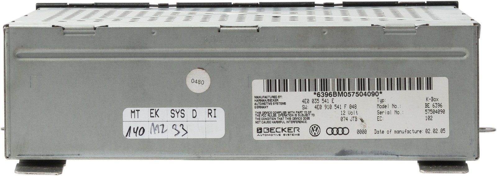 2005-2010 Audi A8 AM FM Radio Audio Multimedia Player Model Number 4E0035541E