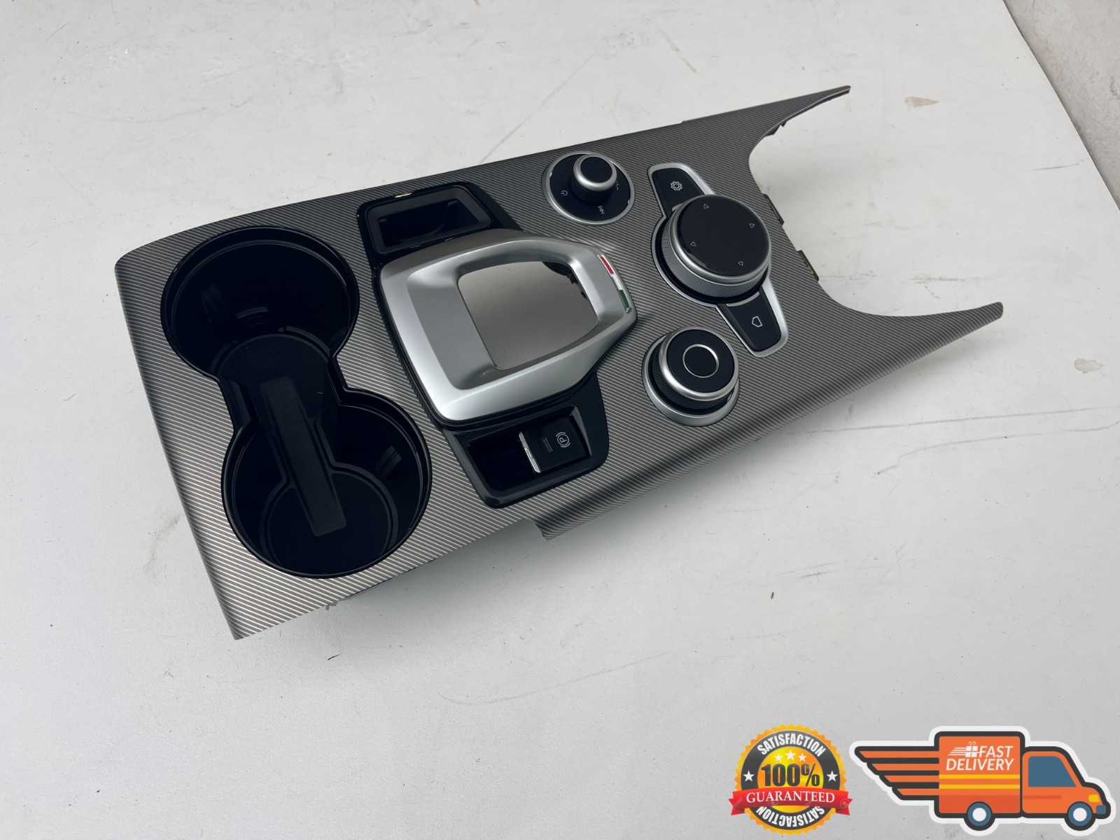 2018-2025 ALFA ROMEO GIULIA CONSOLE GEAR SHIFTER BEZEL MULTIFUNCTION SWITCH OEM