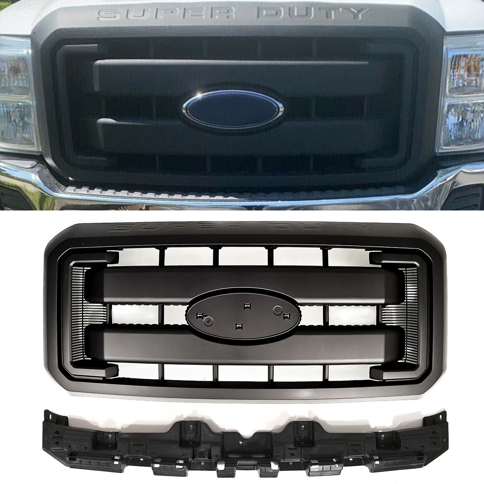 For 2011-2016 F250 F350 F450 F550 Super Duty Front Grille W/ Reinforcement Mount