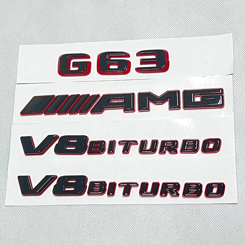 4PC GLOSSY BLACK RED BADGES FOR MERCEDES G-CLASS G63+AMG+V8 BITURBO EMBLEMS W464 4PC GLOSSY BLACK RED BADGES FOR MERCEDES G-CLASS G63+AMG+V8 BITURBO EMBLEMS W464