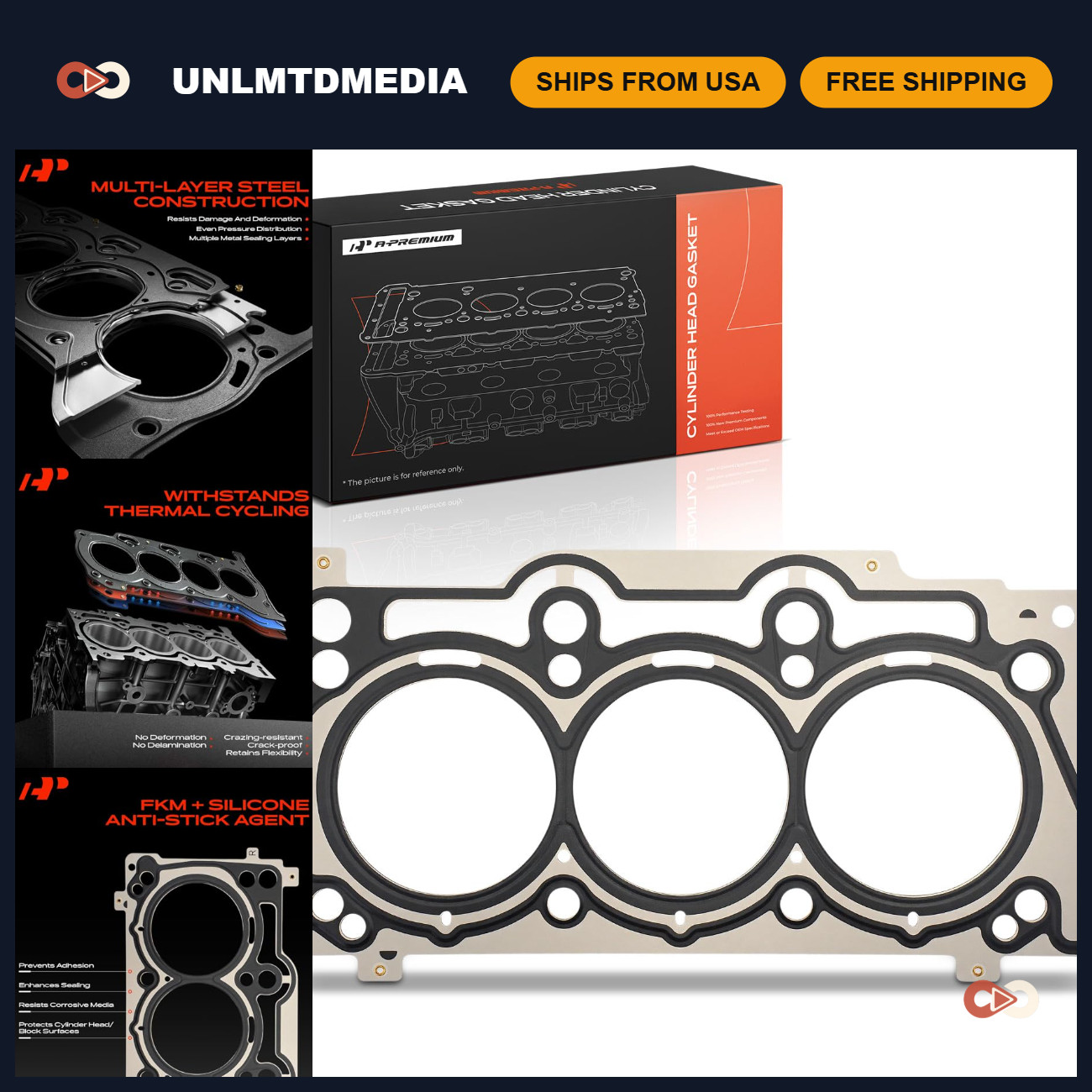 V6 3.6L Right Engine Cylinder Head Gasket Replacement - High Performance Seal V6 3.6L Right Engine Cylinder Head Gasket Replacement - High Performance Seal