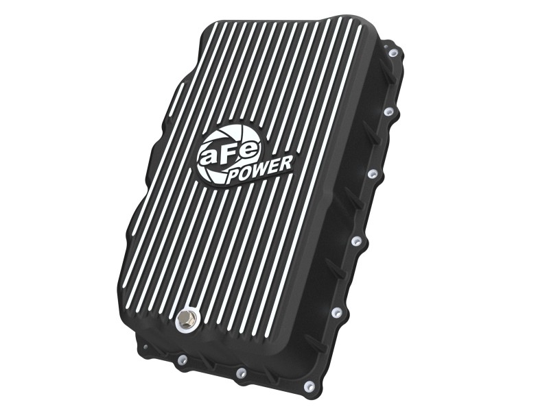 aFe 20-26 GM Trucks L6 3.0L Transmission Pan - Black w/ Machined Fins