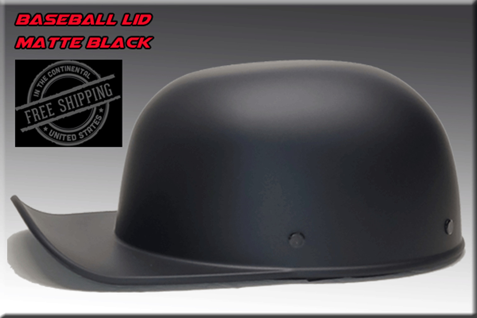 BASEBALL STYLE HELMET FLAT  BLACK   LOW PROFILE BIKER MOTORCYCLE NOVELTY LID