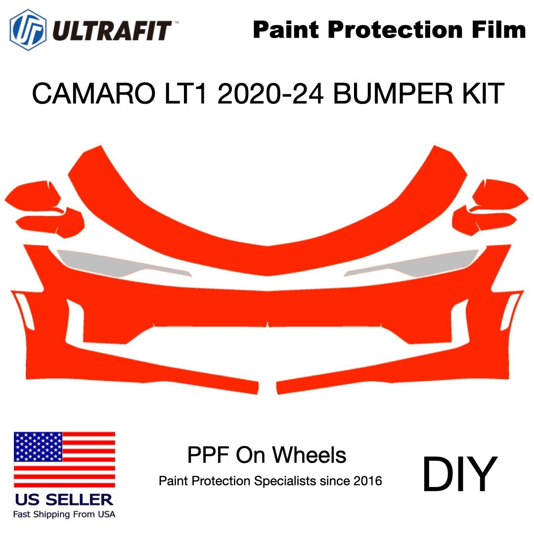 CAMARO LT1, 2020-24, Pre-Cut Kit DIY, BUMPER+HL+MIRRORS, PPF Gloss