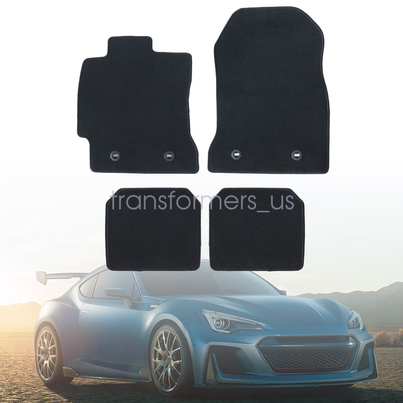 2013-2020 For Scion FRS / Subaru BRZ Front & Rear Floor Mats Carpet Velour Black