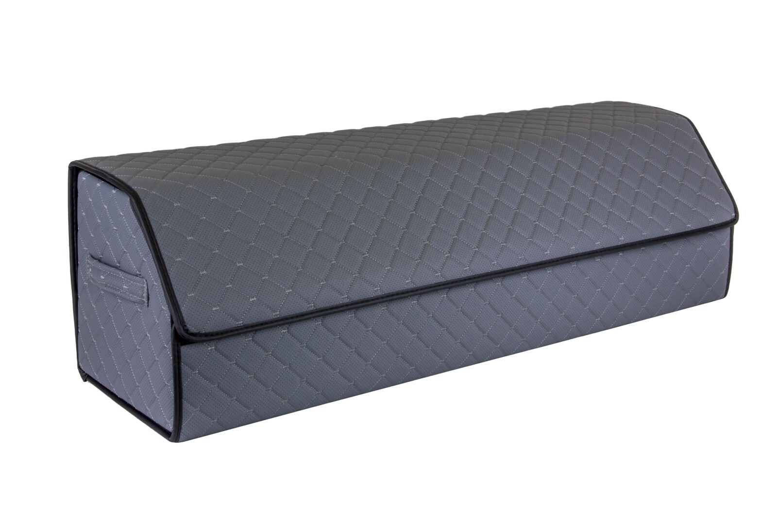90L Large Foldable Storage | Trunk Organizer – Gray PU Leather | Gray Stitch
