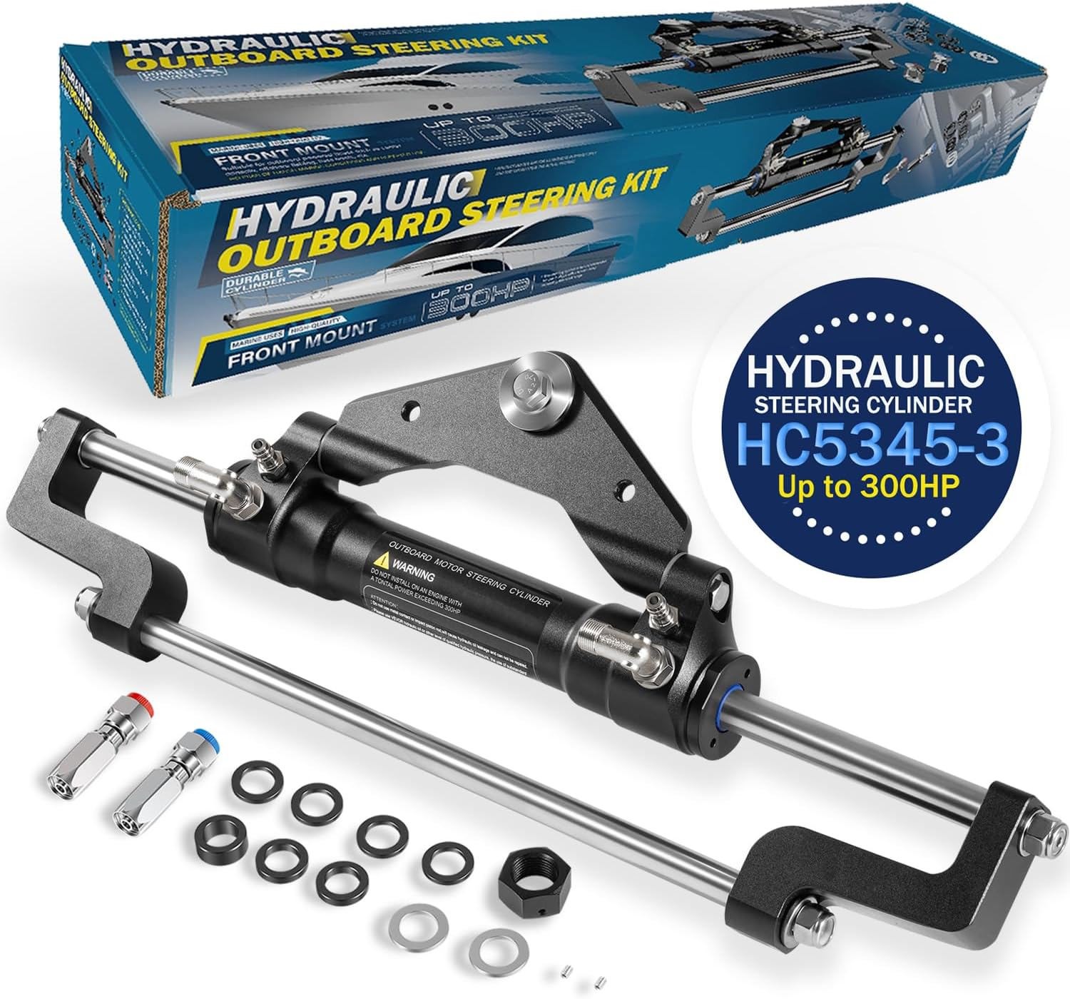 HC5345-3 Hydraulic Steering Cylinder Front Mount for Outboard Boats 300HP