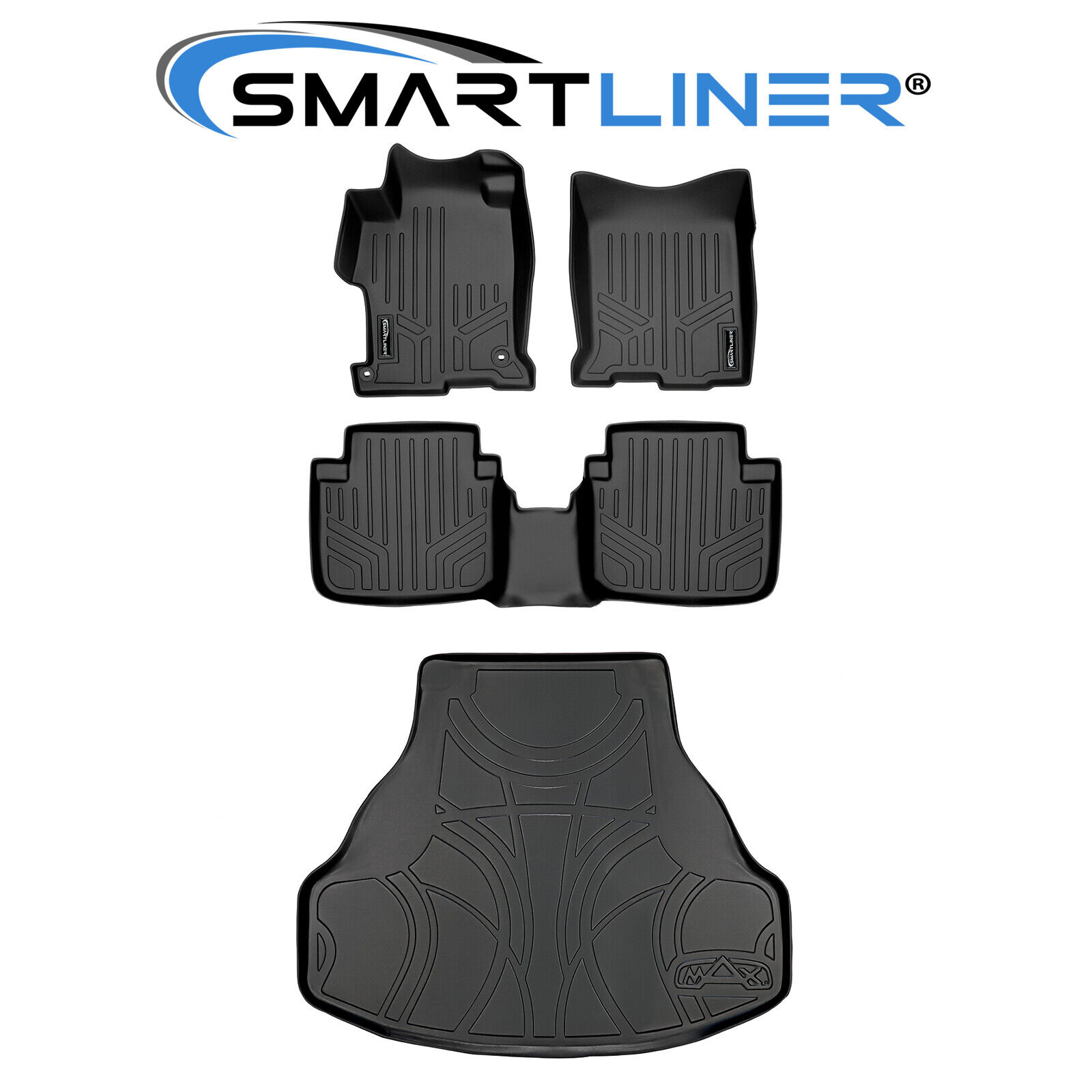 SMARTLINER Floor Mats Set and Cargo Liner Bundle for Accord Sedan (Black)