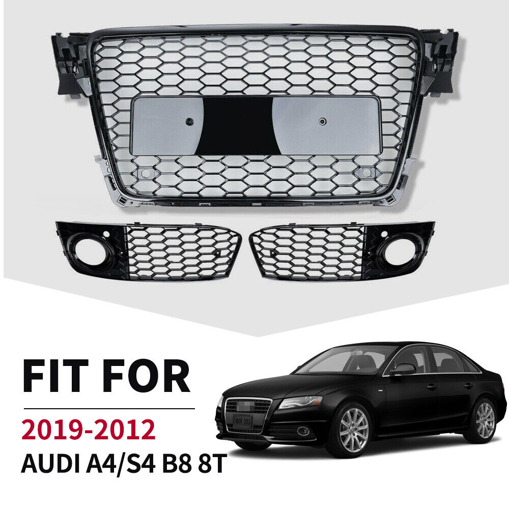 For Audi B8 A4 S4 RS4 style 09-12 Front Henycomb Mesh Bumper Grill grille US