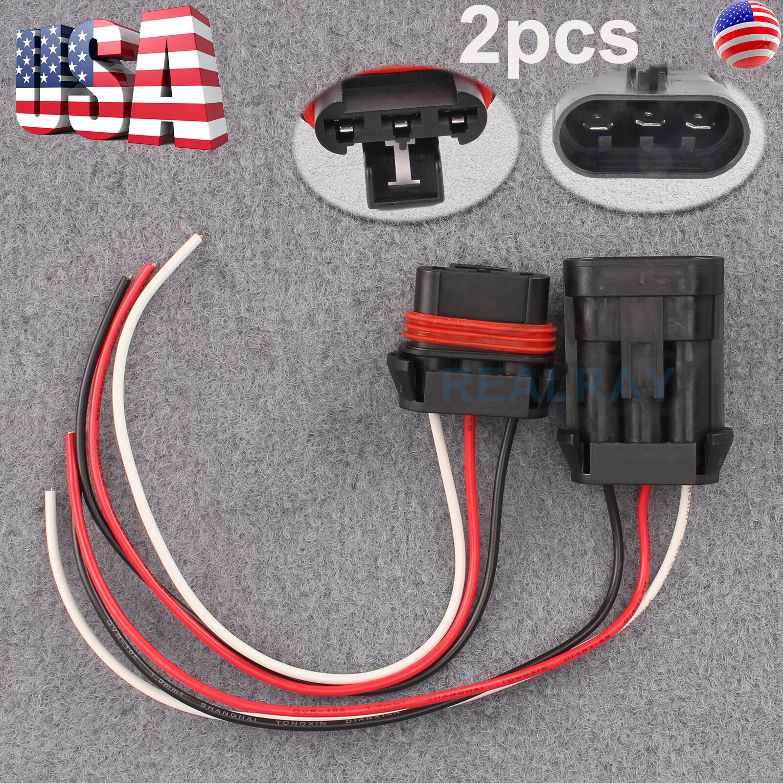For 05-13 Corvette C6 Cooling Fan Connector Male And Female Upgrade 12Ga Hd Wire