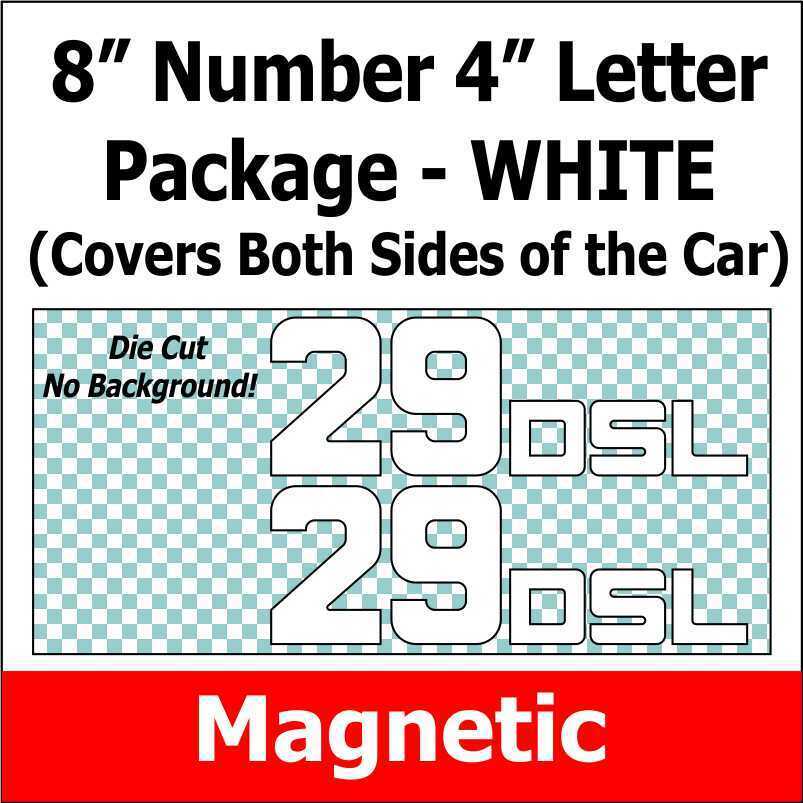 WHITE Magnetic Autocross and Track Day Numbers and Class Letter Package