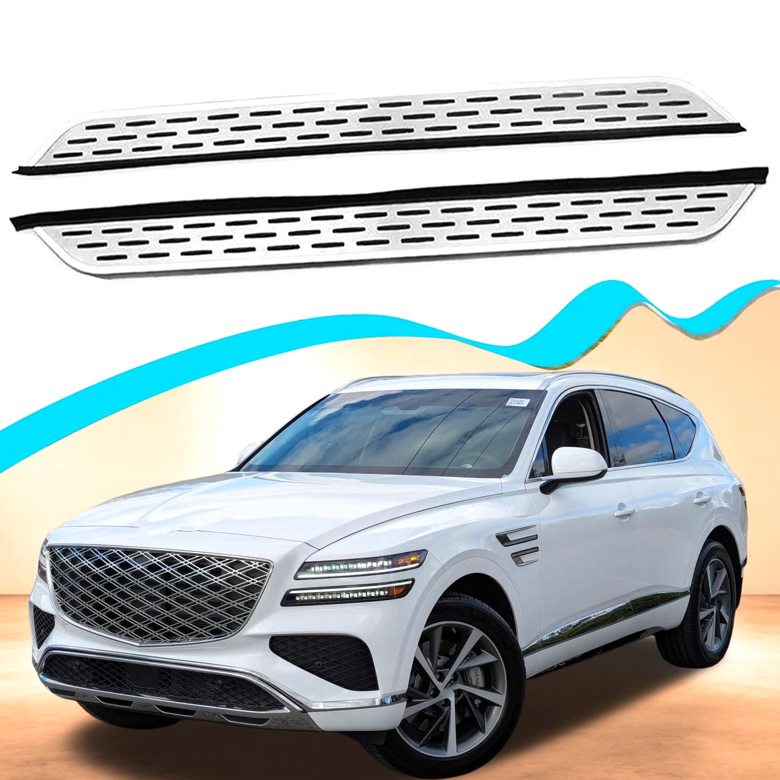 Alu Running Board Fits Genesis GV80 JX1 2021-2025 2026 Side Step Pedal Nerf Bars