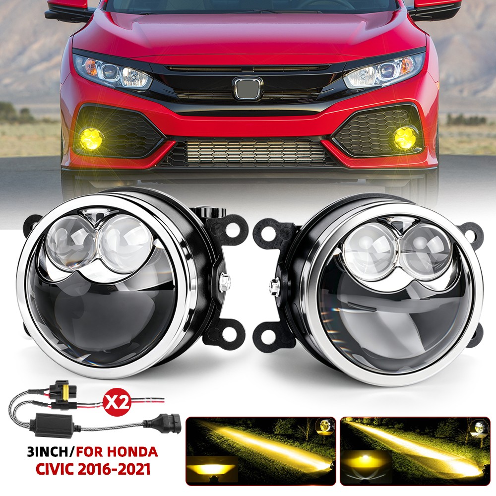 2x Laser Front Fog Light For Honda Civic 2016-2021 Bi-LED Projector Lens Hi/Lo