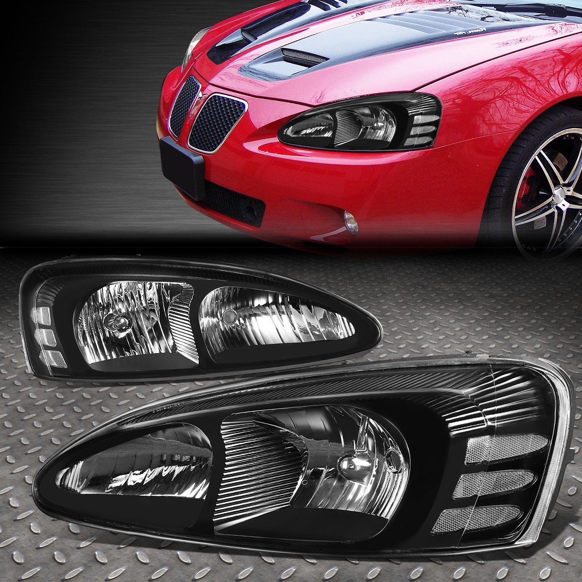 FOR 04-08 PONTIAC GRAND PRIX BLACK HOUSING CLEAR CORNER HEADLIGHT HEAD LAMPS FOR 04-08 PONTIAC GRAND PRIX BLACK HOUSING CLEAR CORNER HEADLIGHT HEAD LAMPS
