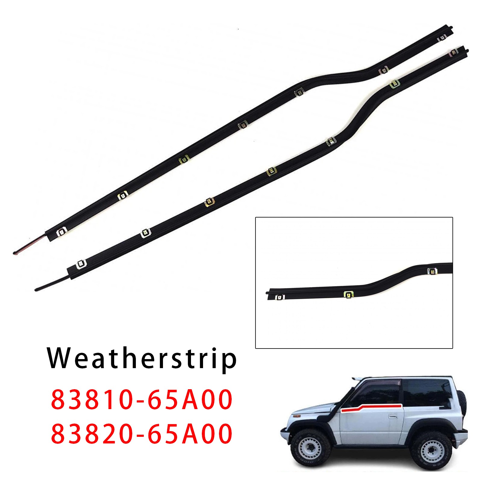 2x Door Belt Weatherstrip For Suzuki Vitara Se416 2D Escudo Sidekick 1988-1998