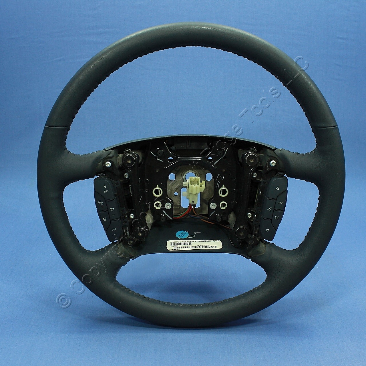 GM OEM Heated Blue Leather Steering Wheel Adap. Cruise 15827391 Scuffed Cowl
