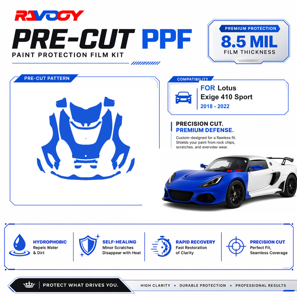 Precut PPF Clear Bra Kit For Lotus Exige 410 Sport 2018-2022