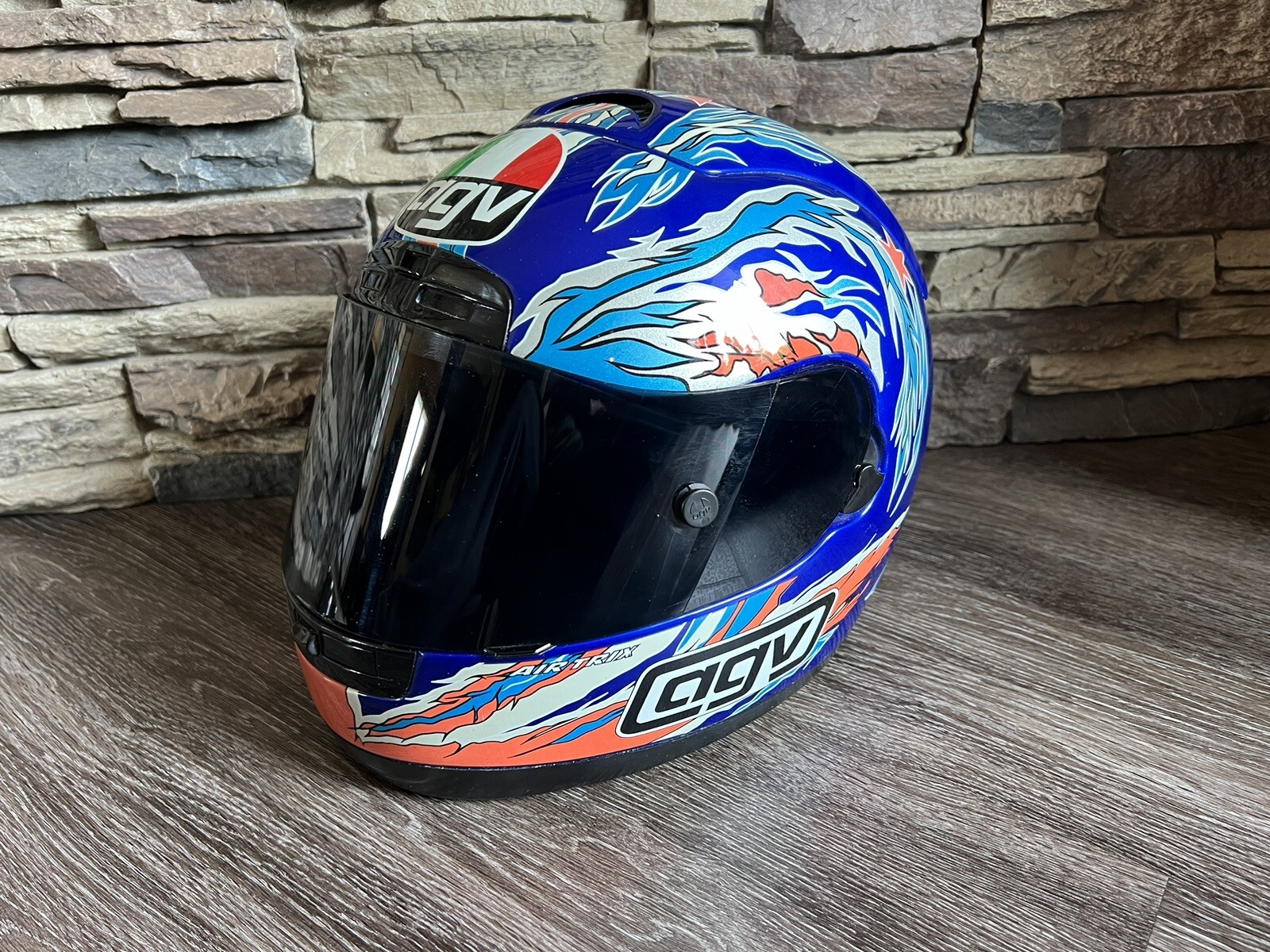 Vintage AGV X-Vent Mat Mladin Replica Motorcycle Racing Helmet - 1999 - Size L