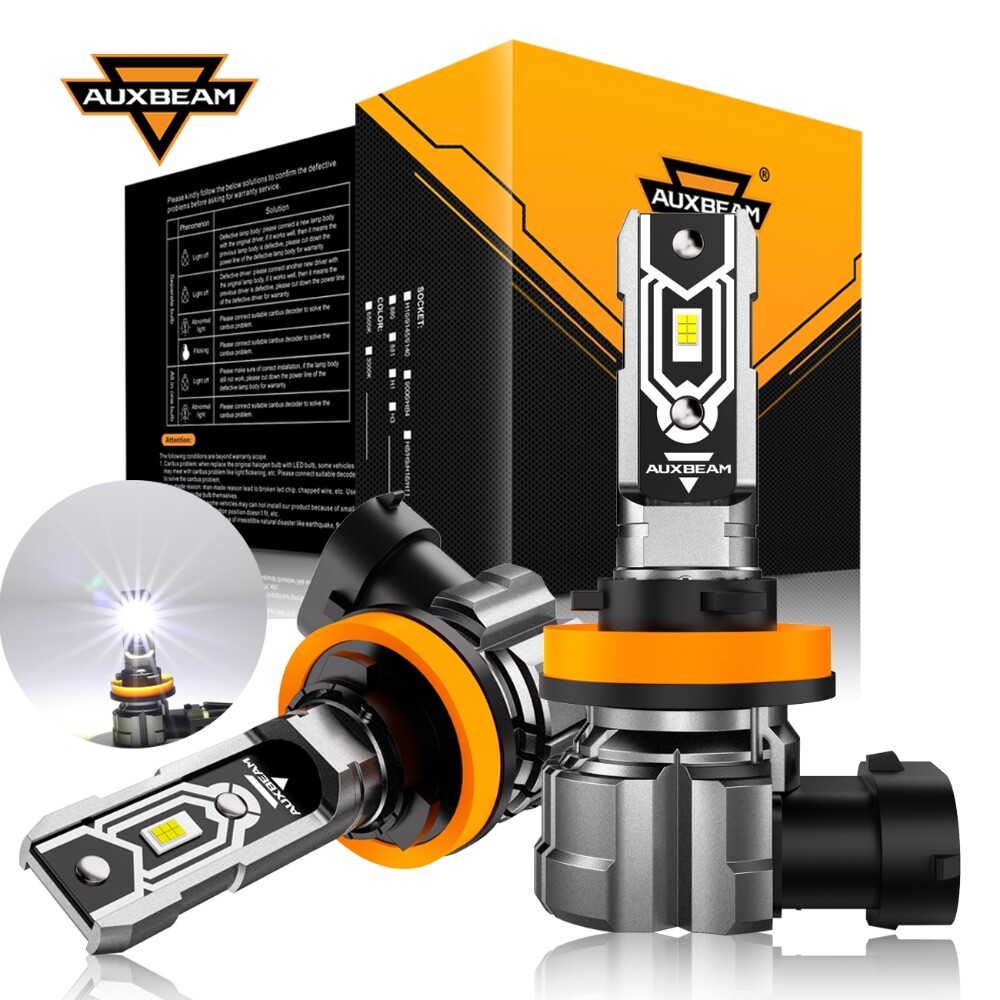 AUXBEAM H9 H11 LED Headlight Fog Bulb Kit High/Low Beam Super Bright 6500K White