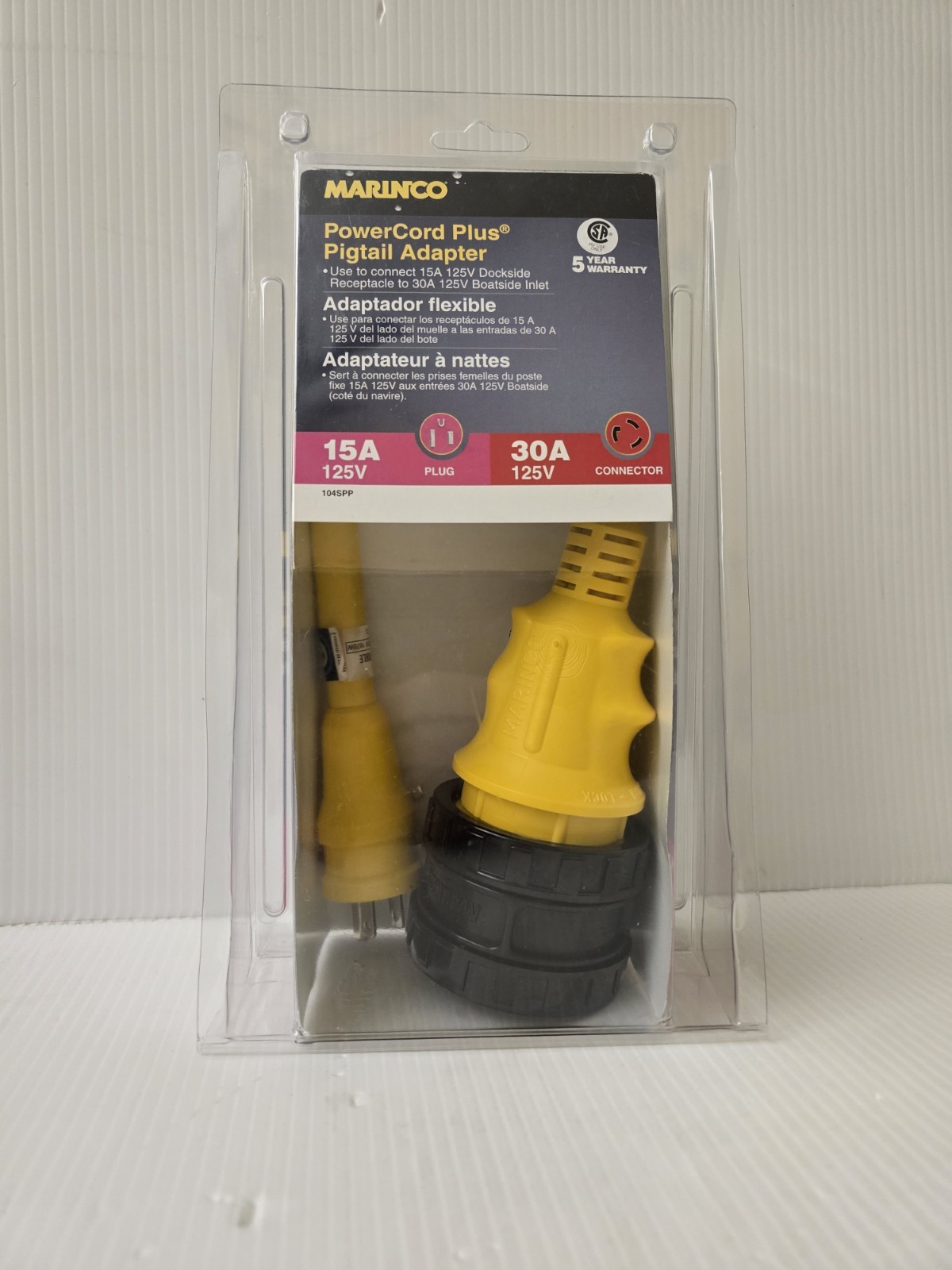 Marinco 104SPP Use To Connect 15A Dockside Receptacle To 30A Boatside Inlet