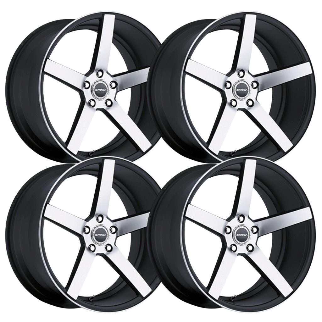(Set-4) Strada Perfetto 18x8 5x114.3 30MM Black Machined wheels rims 18 Inch