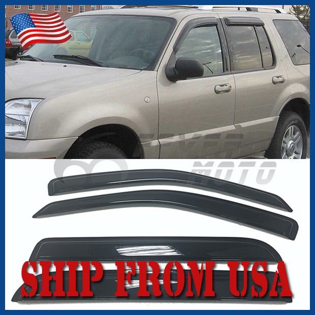 Fit 2002-2010 Ford Explorer Window Visors Sun Shade Rain Guards Deflectors Smoke