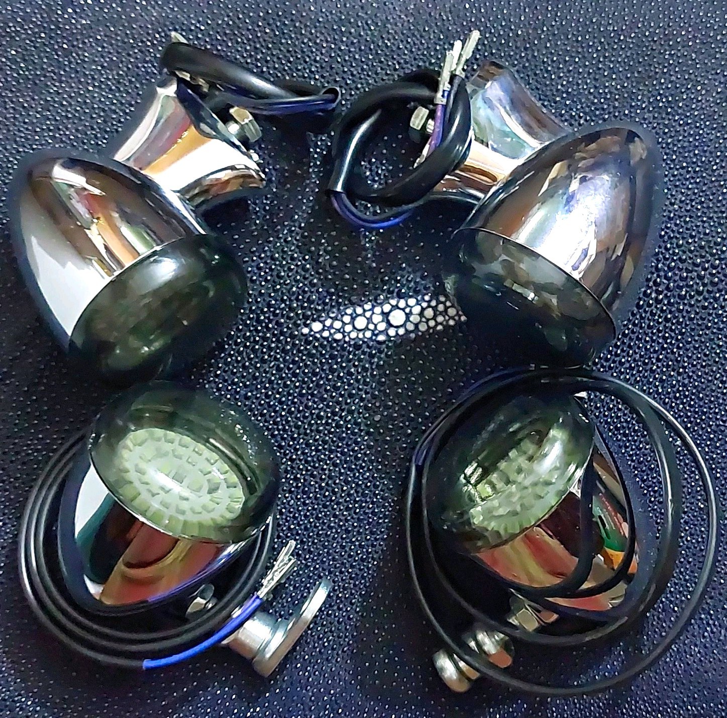 NOS Genuine Harley-Davidson Chrome Turn Signal Set With NOS Letric Lighting LEDs NOS Genuine Harley-Davidson Chrome Turn Signal Set With NOS Letric Lighting LEDs
