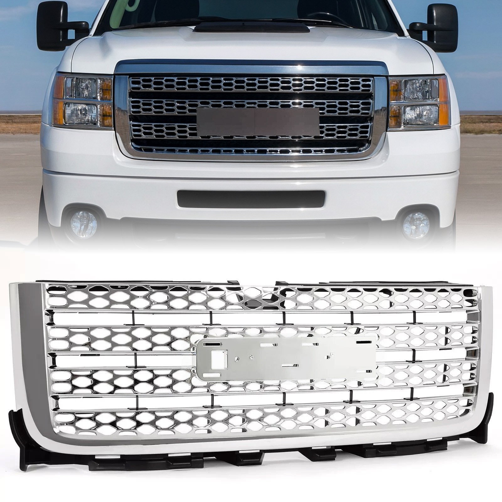For 2011-2014 GMC Sierra 2500 HD /3500 HD Denali Style Chrome Front Upper Grille For 2011-2014 GMC Sierra 2500 HD /3500 HD Denali Style Chrome Front Upper Grille