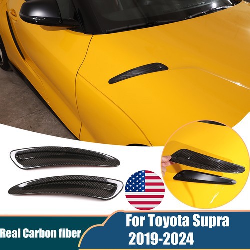 2pcs Real Carbon Fiber Side Hood Vent Covers For Toyota Supra A90 MKV 2019-24 2pcs Real Carbon Fiber Side Hood Vent Covers For Toyota Supra A90 MKV 2019-24