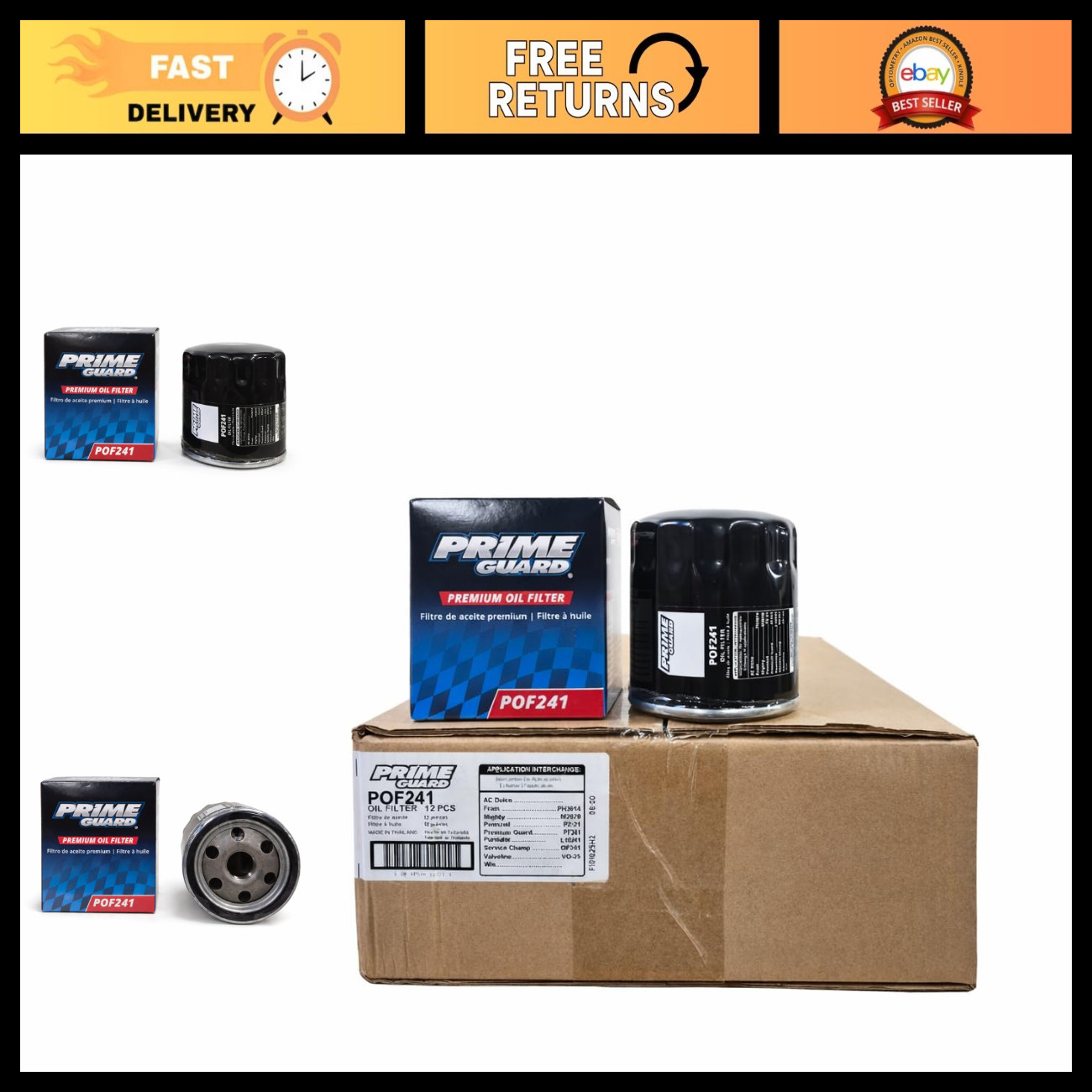 Oil Filter 12 Pack, Premium Quality POF241, Engine Oil Filter Replacement, Durab